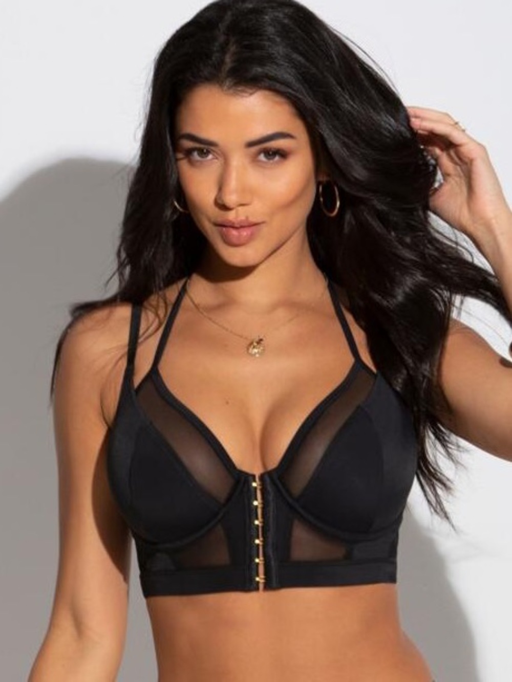 Pour Moi Space Double Strap Front Fastening Underwired Top Black NWT